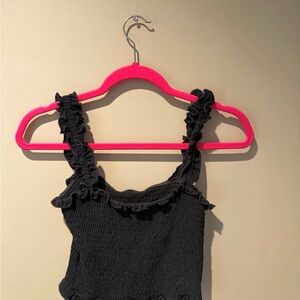 SHEIN Black Ruffled Crop Top